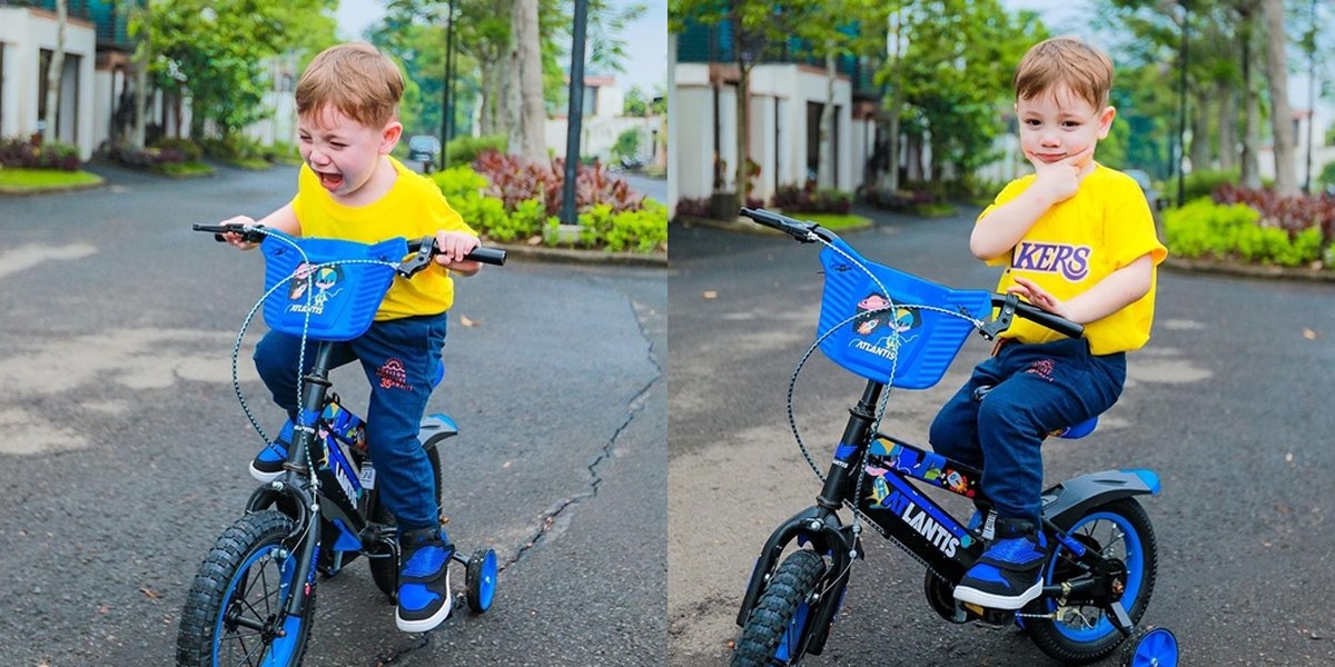 6 Portraits of Lucio, the Child of Celine Evangelista and Stefan William, Riding a Bicycle, Super Funny, Crying and Smiling Handsomely