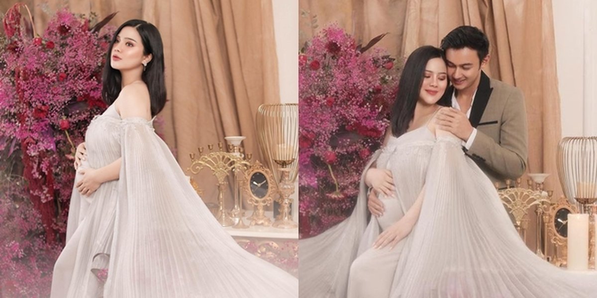 6 Luxurious Maternity Shoot Portraits of Felicya Angelista, Looking Beautiful in a Long Dress with Open Shoulders - Radiating Maternal Charm