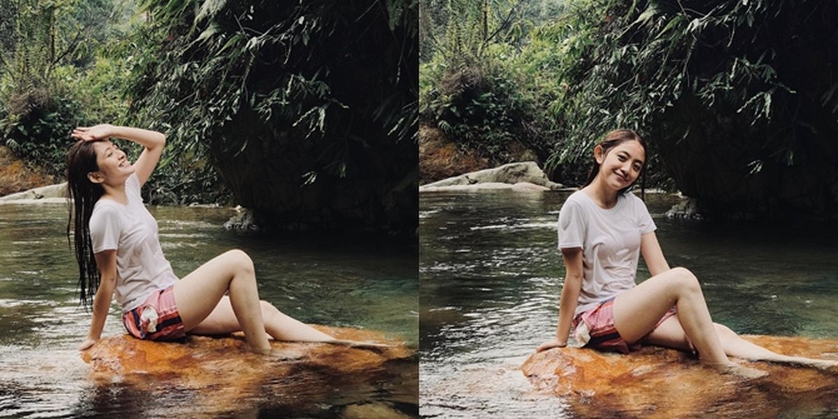 6 Portraits of Natalie Zenn, Star of the Soap Opera 'NALURI HATI', Having Fun Playing in the Waterfall, Her Style is Beautiful and Charming
