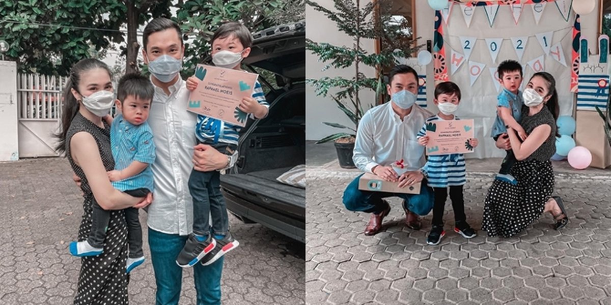 6 Potret Raphael Moeis, Sandra Dewi's Eldest Son, Graduates from Preschool, Still Cool Despite the Heat and Sweating - Flood of Congratulations