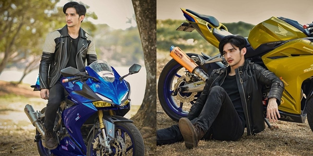 6 Portraits of Rexy Rizky, the Star of the Soap Opera 'CINTA AMARA' Riding a Motorcycle, Looking Macho and Charismatic