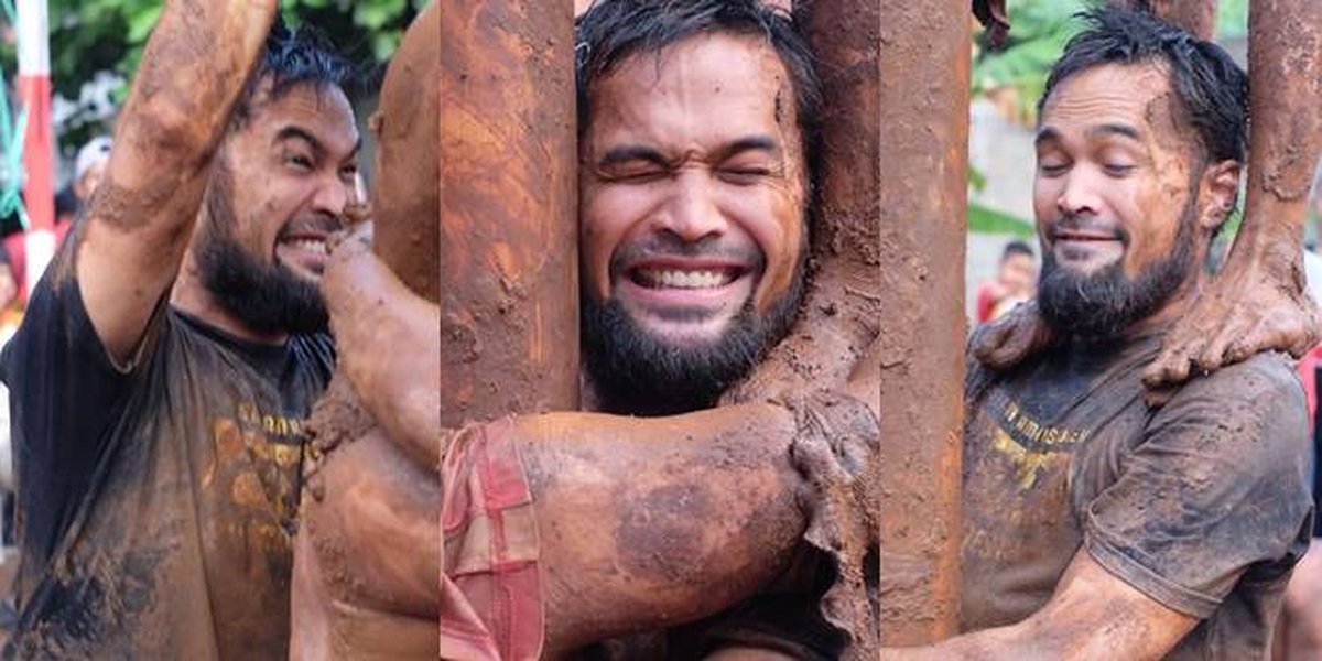 7 Expressions of Teuku Wisnu When Participating in Panjat Pinang, Hilarious and Funny