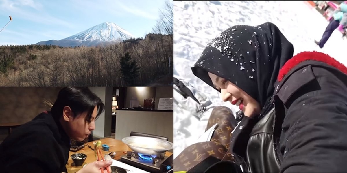 7 Photos of Cut Meyriska and Roger Danuarta Vacationing at the Foot of Mount Fuji, Playing in the Snow - Sweetly Teasing Each Other