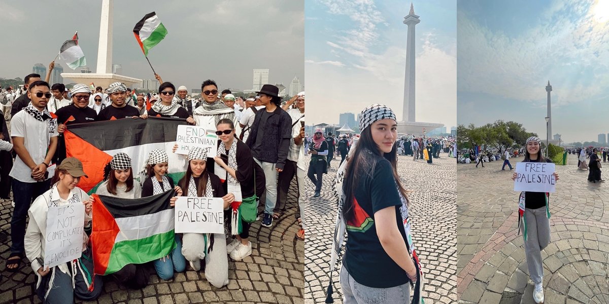 7 Portraits of Aaliyah Massaid Joining the Action to Defend Palestine at Monas, Together with Thariq Halilintar - Praised by Netizens