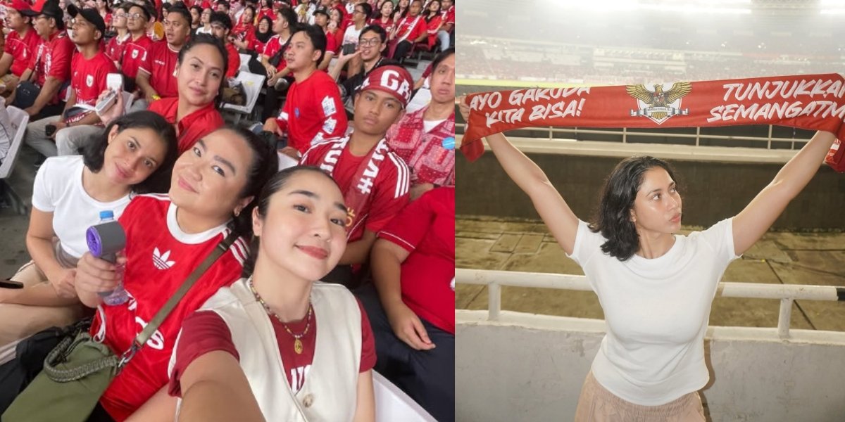 7 Photos of Aghniny Haque Watching the Indonesia National Team vs China Match, Crying with Pride at GBK
