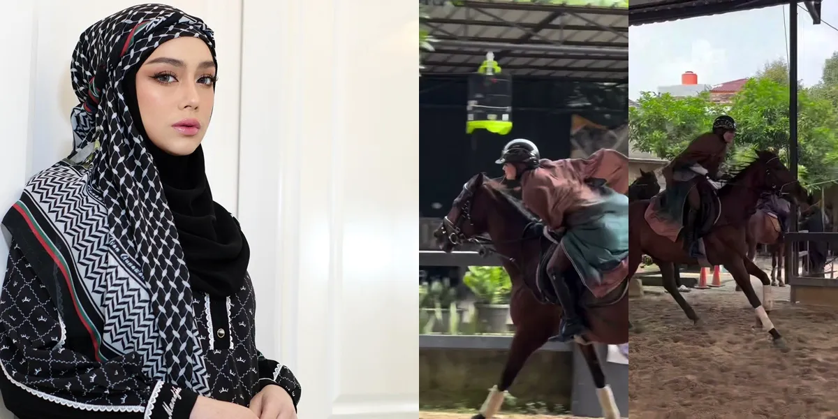 7 Photos of Celine Evangelista Riding a Horse in Abaya, Still Sharia-compliant