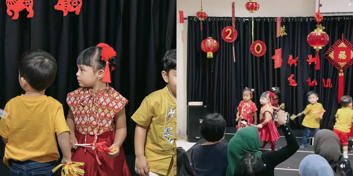 7 Portraits of Ameena Appearing at the Lunar New Year Event with Her Friends, Beautifully Dressed in All Red - Dancing on Stage