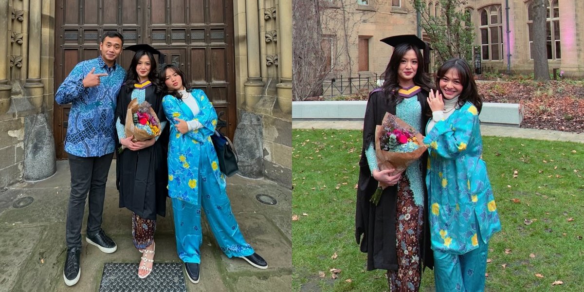 7 Portraits of Amel Carla Attending Her Sister's Master's Graduation in Law Abroad, Praised as a Smart Family