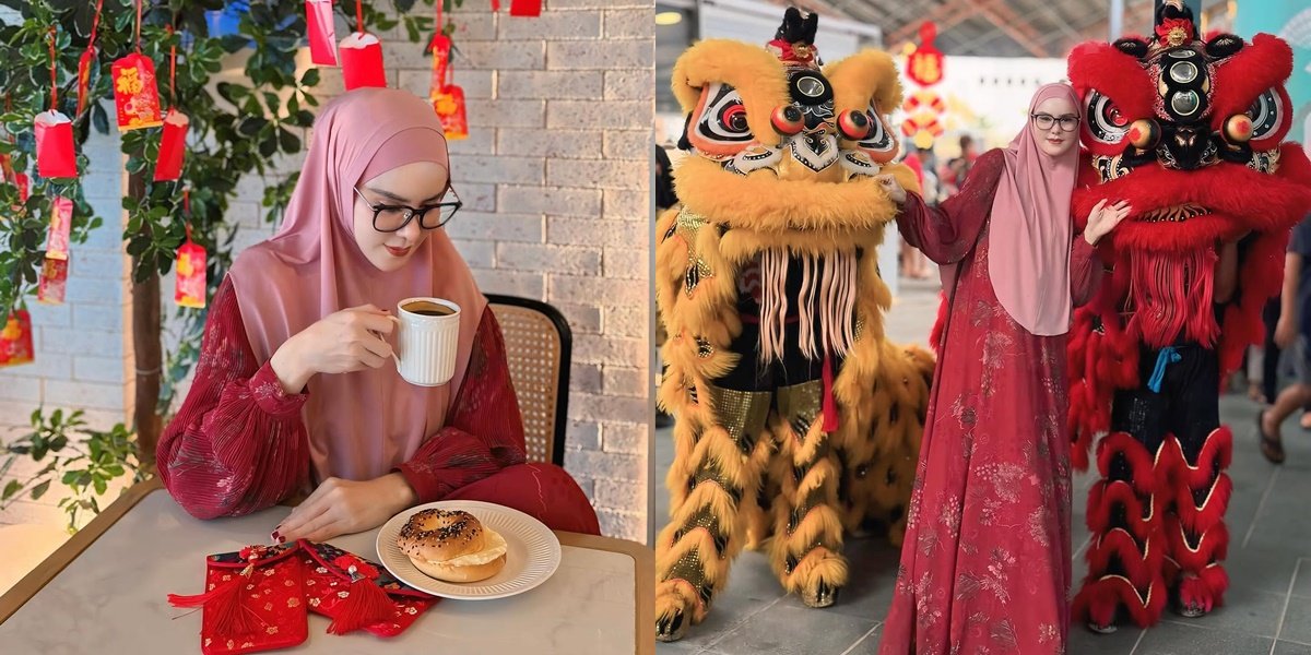 7 Photos of Angel Lelga Celebrating Lunar New Year with Family, Beautifully Veiled Calls Herself Halal Chinese