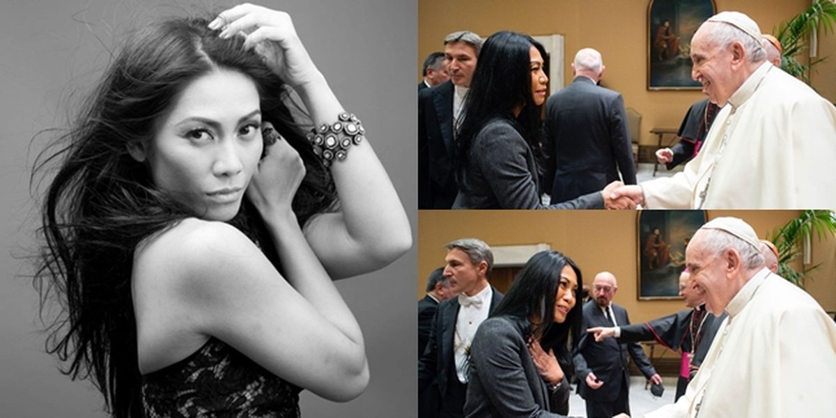 7 Portraits of Anggun C Sasmi When Meeting Pope Francis at the Vatican, The Moment of Handshake Becomes the Highlight