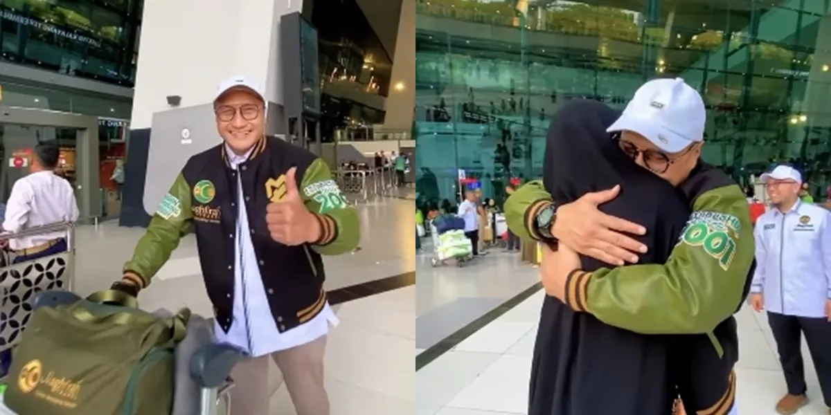 7 Photos of Arie Untung Returning from Hajj, Welcomed by Fenita Arie and His Children at the Airport - Grateful to Be Reunited Again