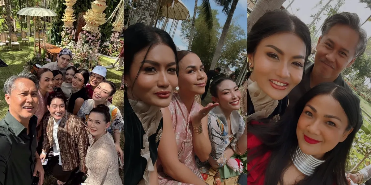 7 Photos of Artists Attending the Water Blessing for Luna Maya and Maxime Bouttier in Bali, Sharing Happiness on Their Friend's Special Day