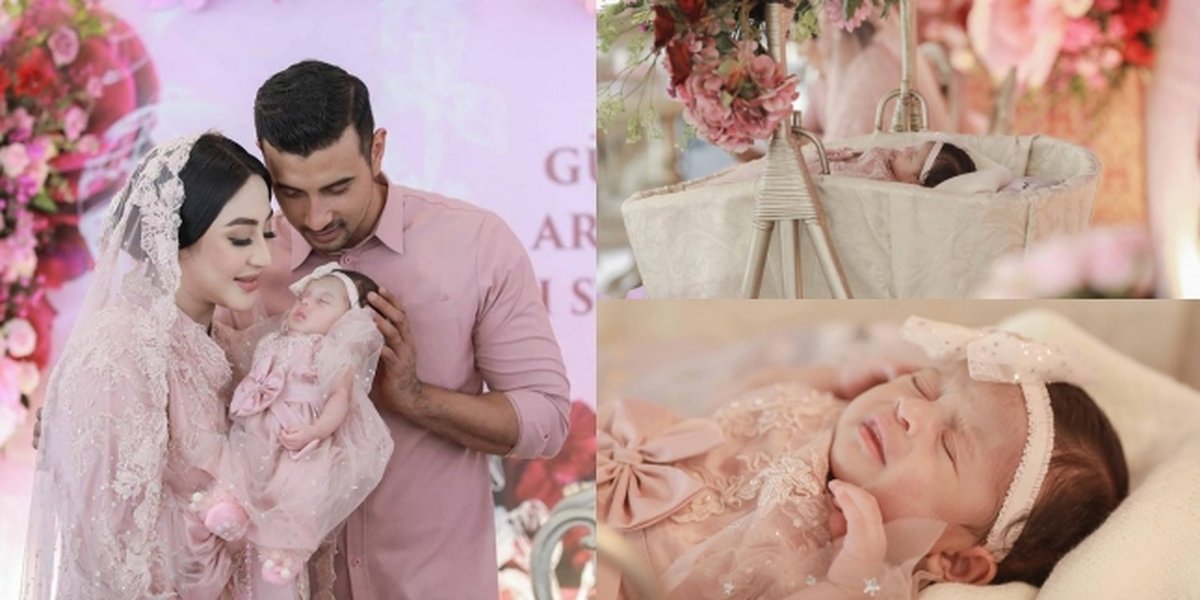 7 Portraits of Baby Guzel, Margin Wieheerm and Ali Syakieb's Child, at the Akikah Celebration, as Beautiful as Her Mother - Like a Porcelain Doll Wearing a Pink Dress