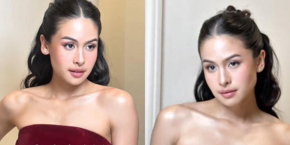 7 Beautiful Photos of Maudy Ayunda in Her Latest Photoshoot, Full of Charm in an Elegant Maroon Dress