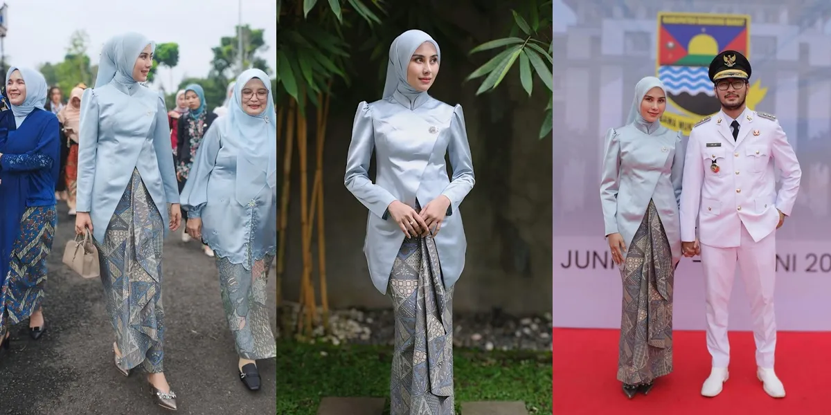 7 Beautiful Portraits of Syahnaz Sadiqah on the Anniversary of West Bandung Regency, Elegant in Kebaya Janggan