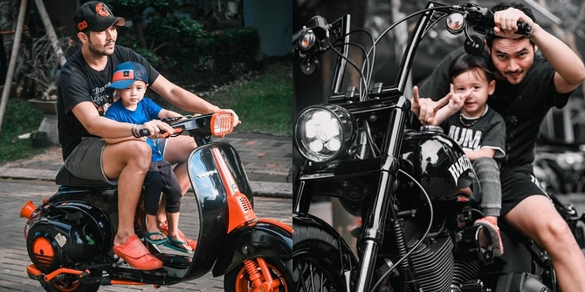 7 Portraits of Donny Michael, Star of the Soap Opera 'NALURI HATI', Riding a Motorcycle with Beloved Child, Carrying and Being a Vigilant Father