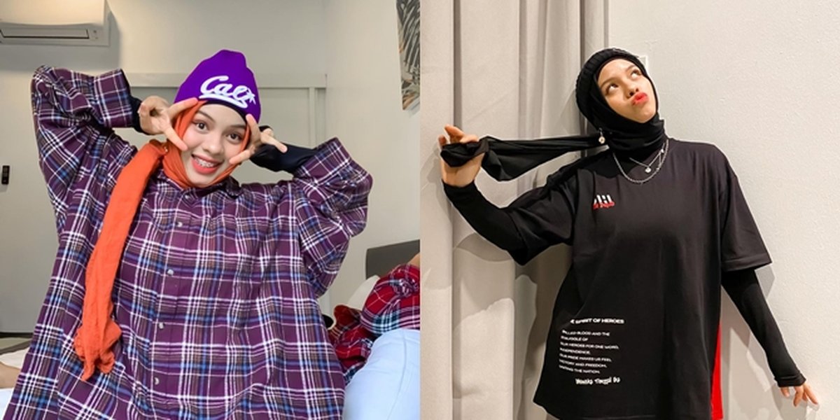 7 Portraits of Sajidah Halilintar's Hijab Fashion Style, Super Swag and Even Compared to Billie Eilish - Oversized Outfits as the Mainstay