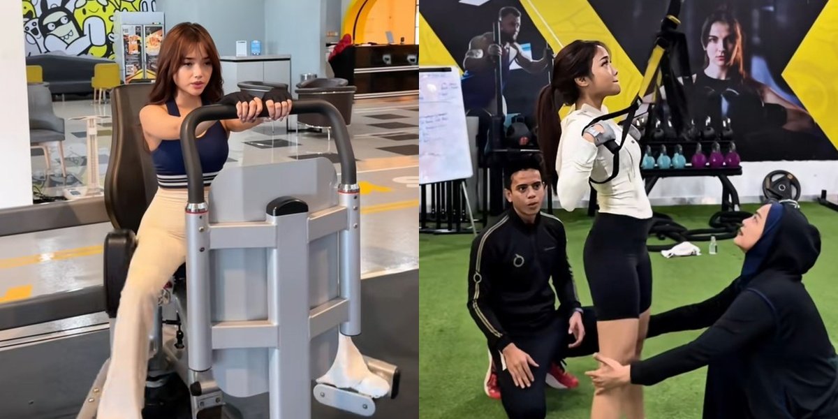 7 Photos of Fuji Working Out with a Trainer, Improving Scoliosis & Body Goals That Catch the Eye