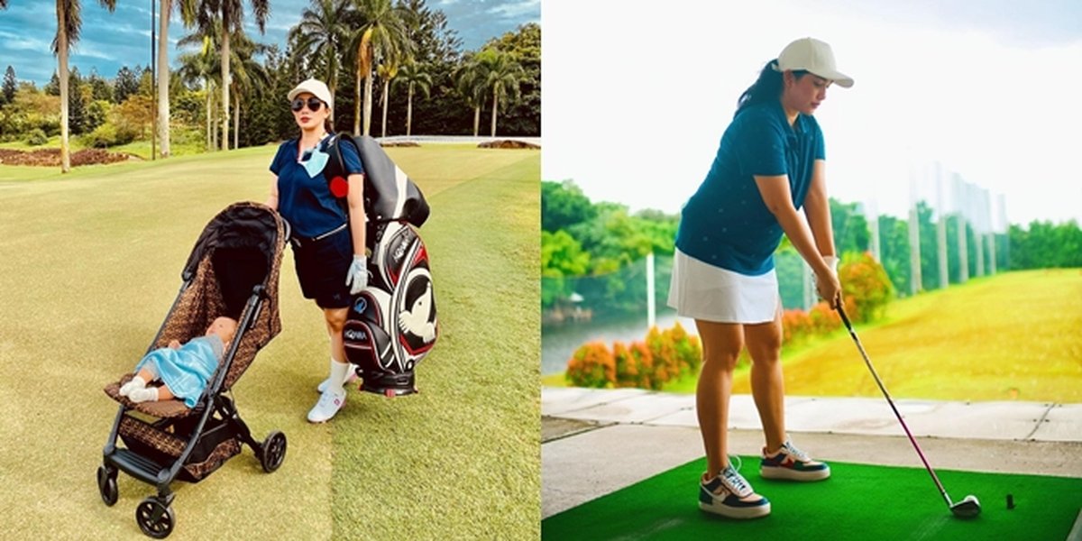 7 Cool Style Portraits of Ussy Sulistiawaty While Playing Golf, Not Forgetting to Bring Baby Saka to the Field