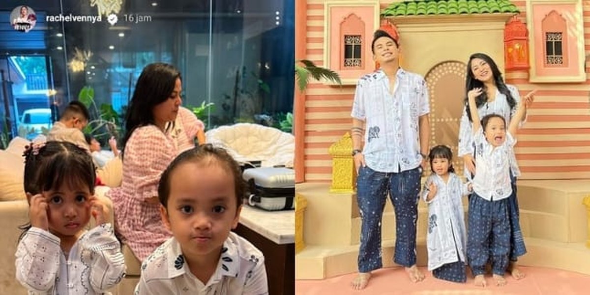 7 Adorable Photos of Xabiru and Chava, Rachel Vennya's Children, during Eid Moment - Joining Eid Prayer