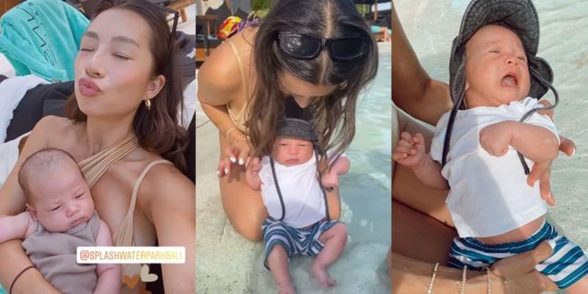 7 Portraits of Jennifer Bachdim Taking Baby Kiyoji Swimming, Becoming the Center of Attention of Netizens Because the Little One Has Not Yet Reached 2 Months Old