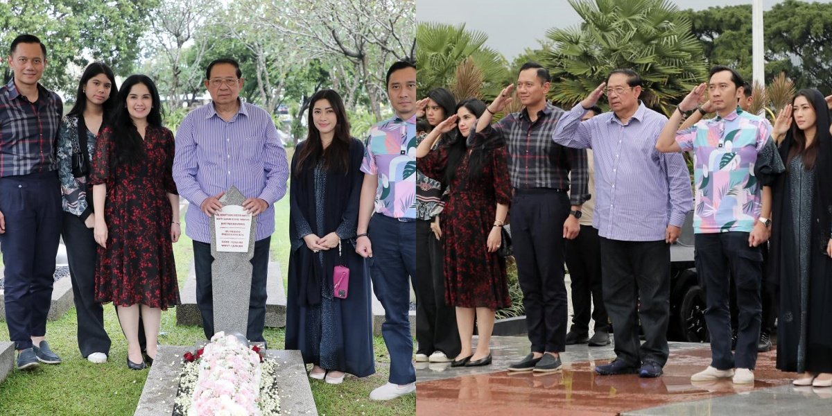 7 Portraits of SBY's Family Visiting the Grave of Mother Ani, Paying Tribute to the Fallen Heroes