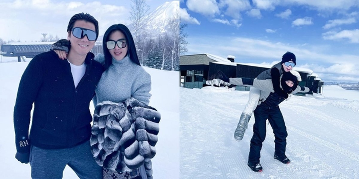 7 Photos of Syahrini and Reino Barack's Affection While Playing in the Snow, Carrying a Wife who Gained 10 Kilos - Warm Kissing