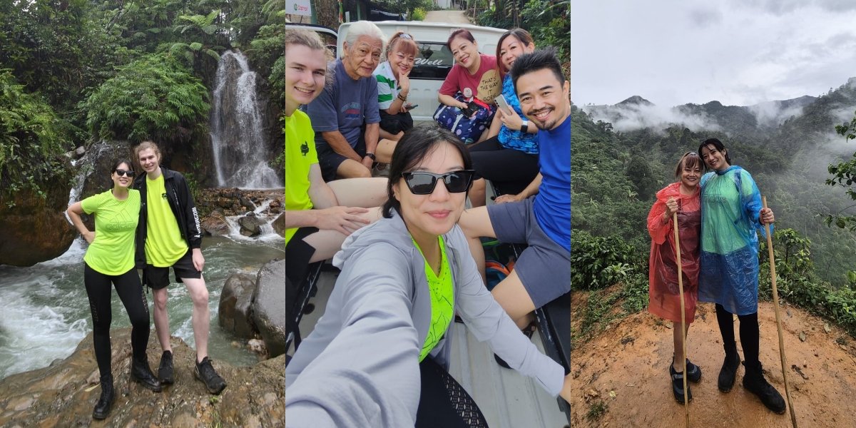 7 Photos of Leony Taking Her Foreign Boyfriend on a Family Trip to the Waterfall, Excited Despite Not Sleeping - Drenched in Rain