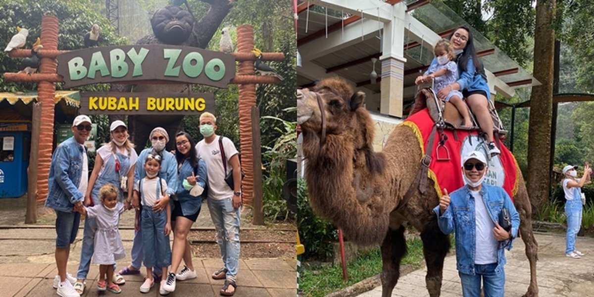 7 Portraits of Ayu Ting Ting's Vacation to Taman Safari with Family, Cool and Compact in Denim - Bilqis Enjoying a Camel Ride