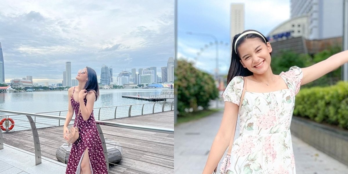 7 Portraits of Callista Arum, Star of the TV Series 'RODA-RODA GILA', on Vacation in Singapore, Looking Beautiful and Elegant in Evening Gowns