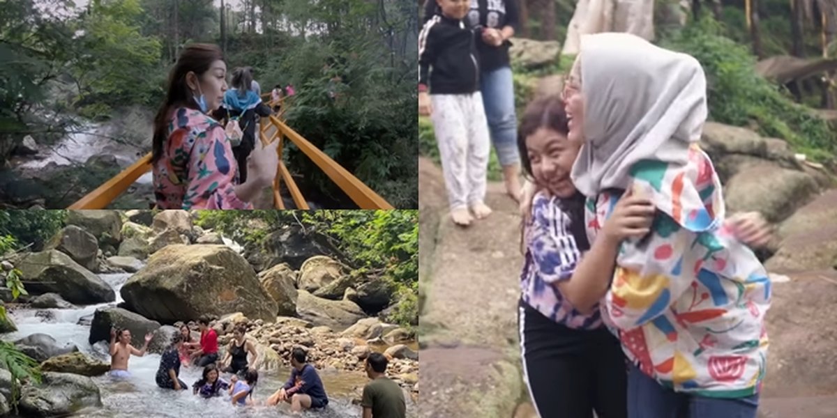 7 Portraits of Nisya Ahmad and Syahnaz Sadiqah's Vacation to Bogor, Having Fun at the Waterfall with the Twins
