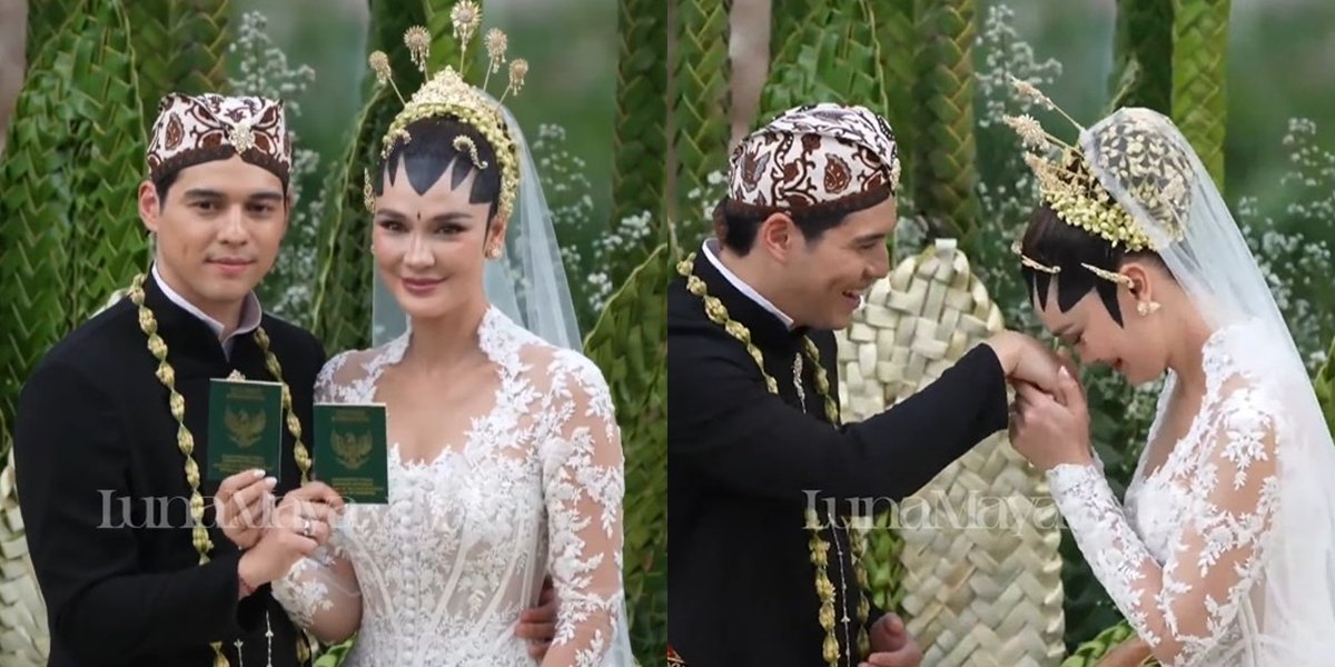 7 Portraits of Luna Maya & Maxime Bouttier Wearing Rings and Showing Marriage Certificate, Happy Faces Take the Spotlight