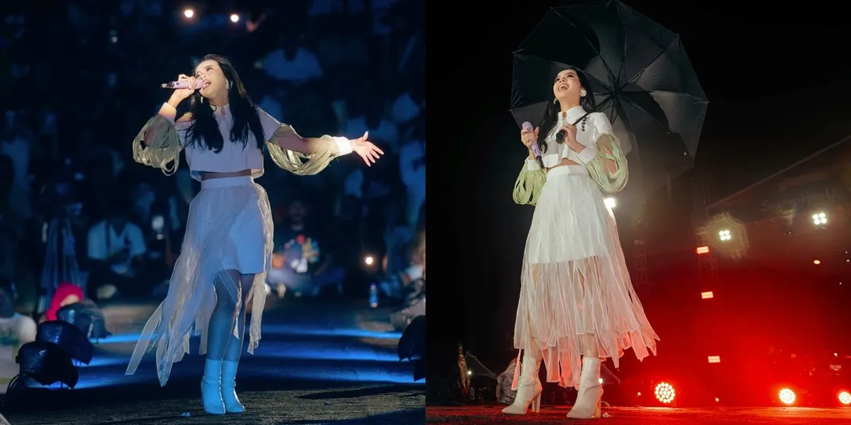 7 Portraits of Lyodra Remaining Professional on Stage in the Rain, Still Beautiful in All White Outfit