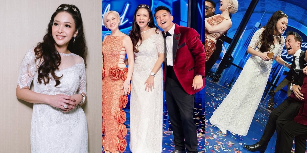 7 Portraits of Maia Estianty at the Grand Final of Indonesian Idol 2025, Beautiful Like a Bride in a White Dress Even Though She Will Soon Be a Daughter-in-Law