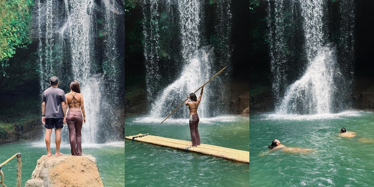 7 Photos of Marion Jola's Vacation to the Waterfall with Her Boyfriend, Enjoying Swimming and Rafting - Hot in a Two Piece Bikini