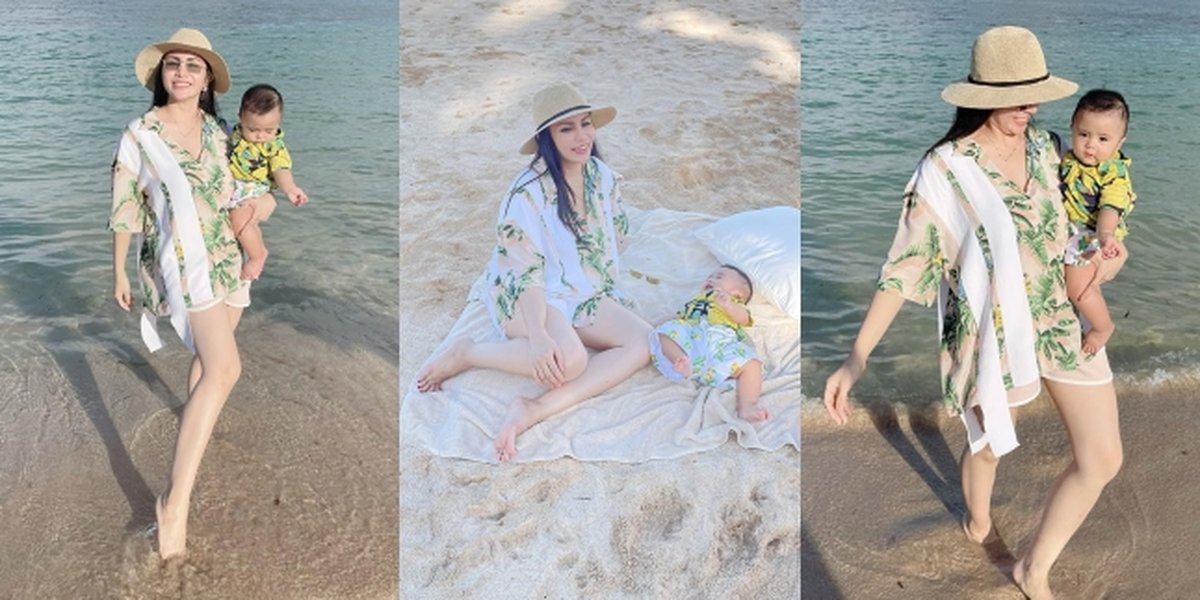 7 Portraits of Momo Geisha Having Fun at the Beach with Baby Abe, Netizens Focus on the Skin: My Face is Not as Clear and Smooth as His Knees