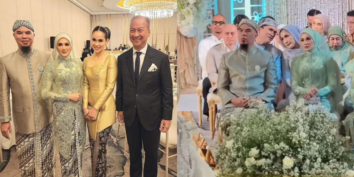7 Photos of Mulan Jameela at the Wedding Ceremony of Al Ghazali & Alyssa Daguise, Wearing a Green Kebaya Accompanying Ahmad Dhani