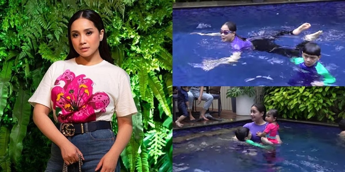 7 Portraits of Nagita Slavina Swimming While Pregnant, Beats Baim Wong in a Race - Her Swimsuit Remains Modest Even in Her Own Pool