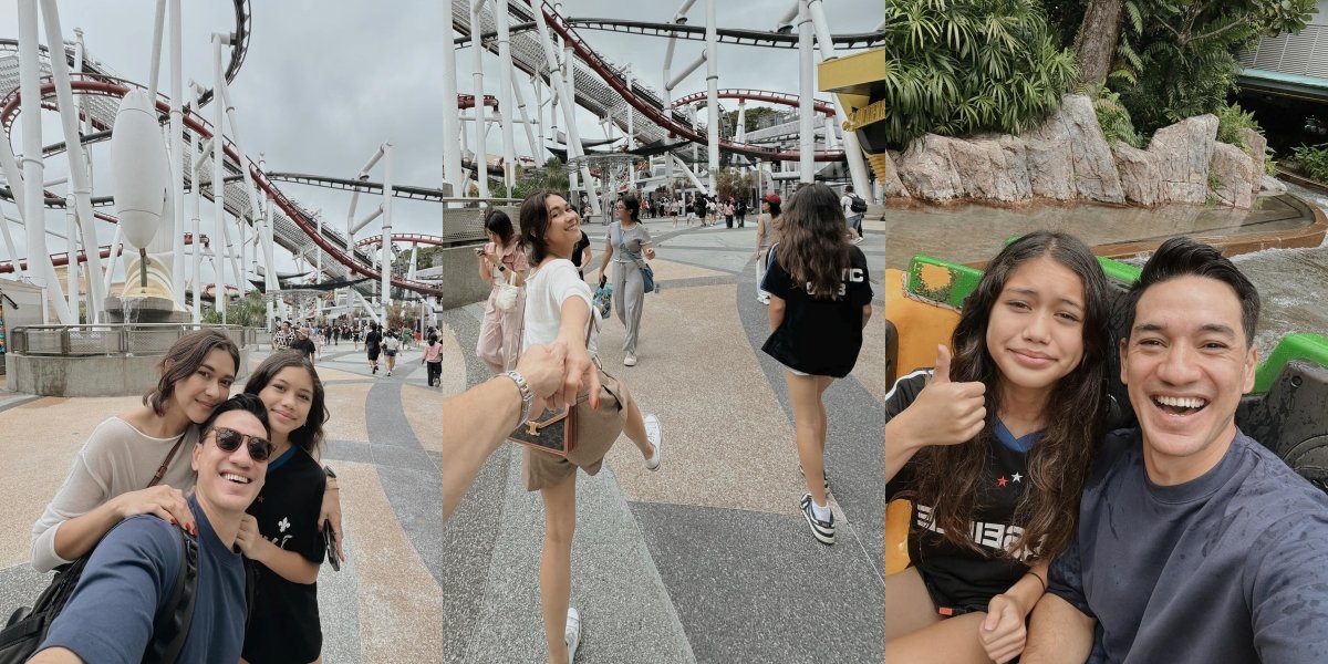 7 Photos of Nana Mirdad and Andrew White's Family Vacation to Universal Studios Singapore, Affectionate as if Still Dating Even Though Their Child is a Teenager