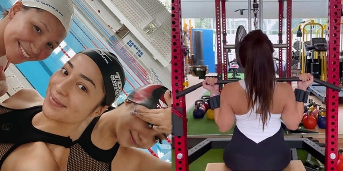 7 Portraits of Nikita Willy Staying Active in Sports Despite Being Pregnant with Her First Child, Trying a 3-Meter Deep Swimming Pool - Lifting Weights at the Gym