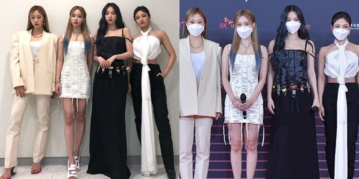 7 Unique Outfit Portraits of aespa on the Red Carpet of Gayo Daechukje 2020, Wearing Lock Accessories - Said to Resemble Folded Curtains
