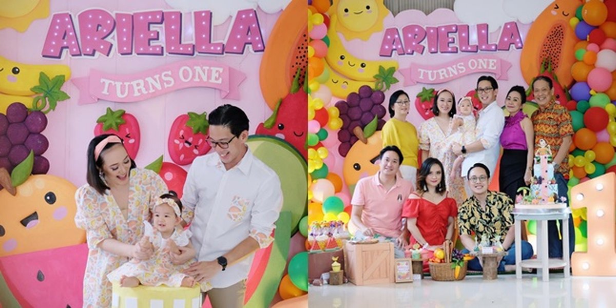 7 Portraits of Ariella's First Birthday Party, Colorful with Fruit Theme