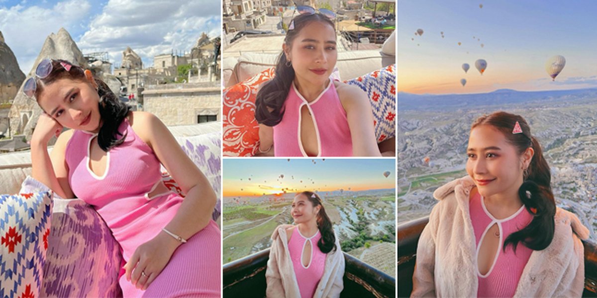 7 Photos of Prilly Latuconsina Riding a Hot Air Balloon in Cappadocia, Looking Beautiful and Mature with an Open Dress on the Chest Area