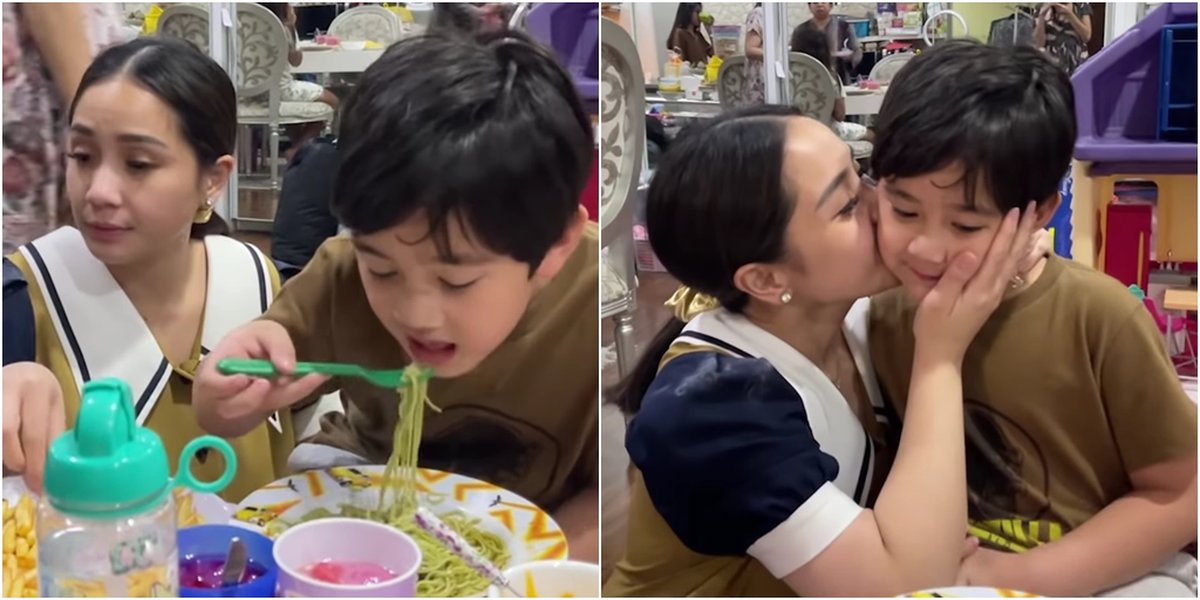 7 Portraits of Rafathar Breaking the Fast, Eating Noodles and Fried Potatoes - Nagita Proud of the Little One Fasting for a Whole Day