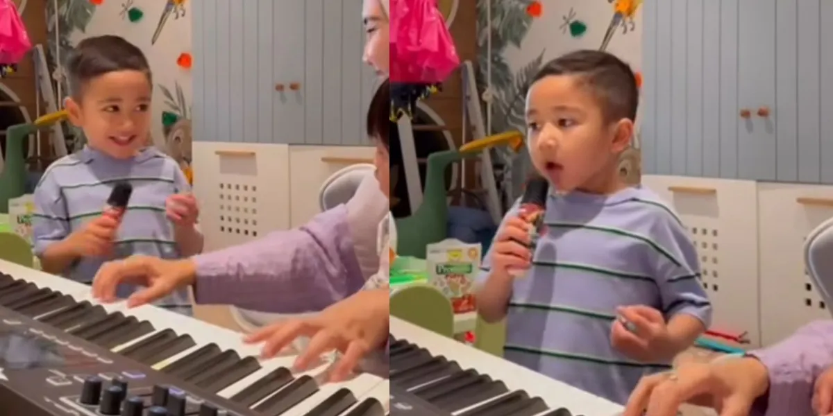 7 Portraits of Rayyanza, Child of Raffi Ahmad and Nagita Slavina, Getting Better at Singing, Accompanied by Lily