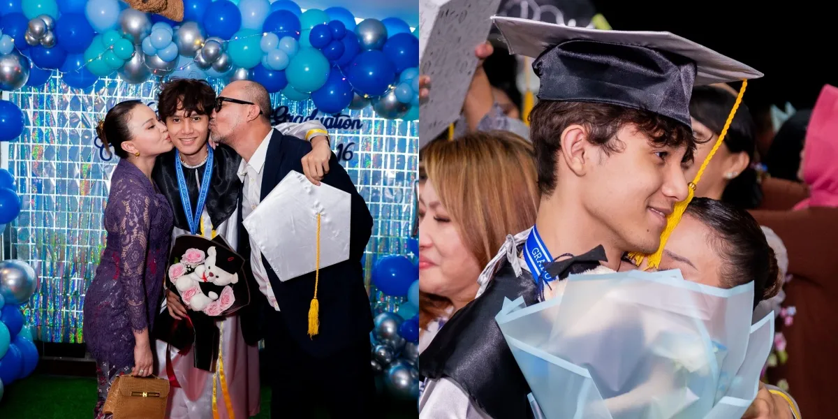 7 Photos of Rizky Langit, Child of Rossa & Yoyo, at High School Graduation, Receiving a Warm Embrace from Parents