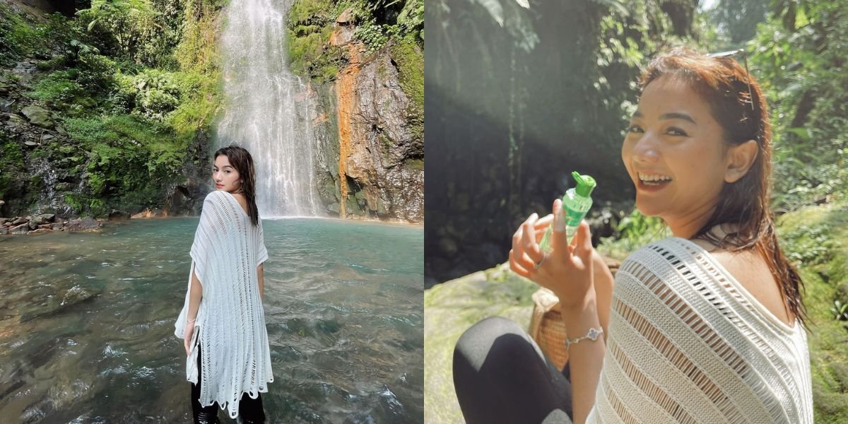 7 Fun Photos of Glenca Chysara's Vacation Playing in Curug, White Wood Oil Becomes the Highlight