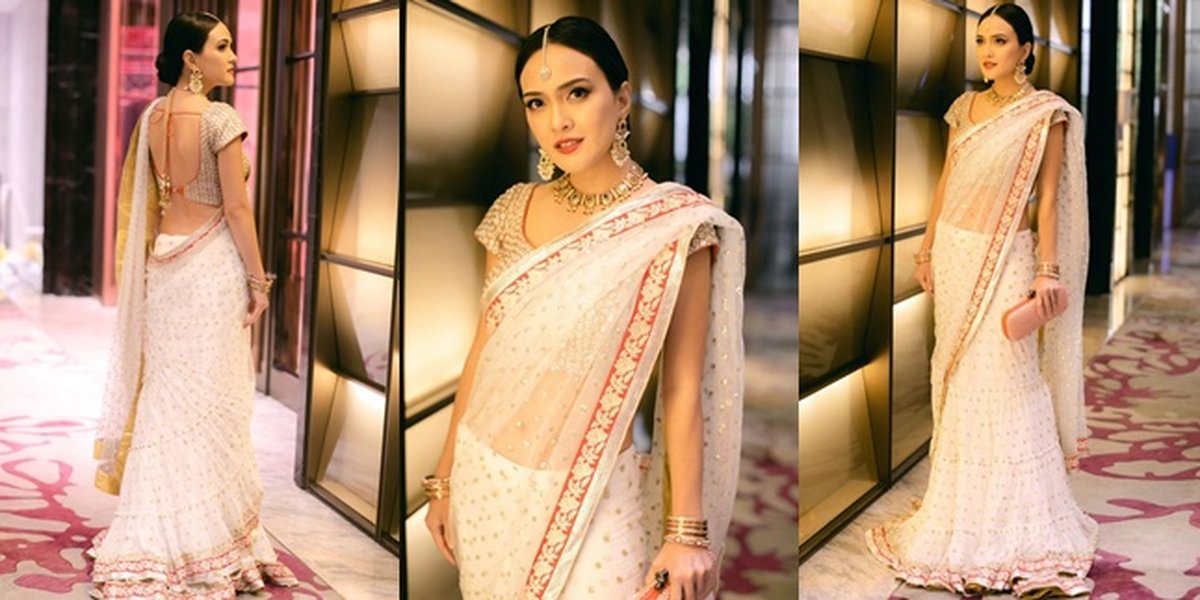 7 Portraits of Shandy Aulia in Indian Attire, Beautiful Like a Bollywood Star - Showing Flat Stomach and Smooth Back