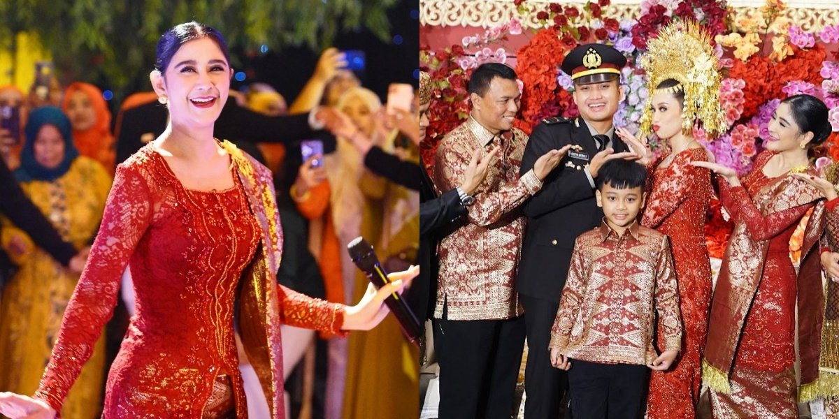 7 Photos of Uut Permatasari Singing at a Wedding Reception of Her Husband's Colleague, Beautiful in a Red Kebaya