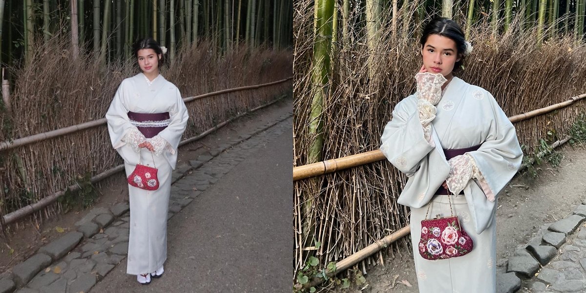 7 Portraits of Maria Theodore, Jefri Nichol's Girlfriend, Wearing a Kimono, Her Charm is No Less Than a Japanese Girl